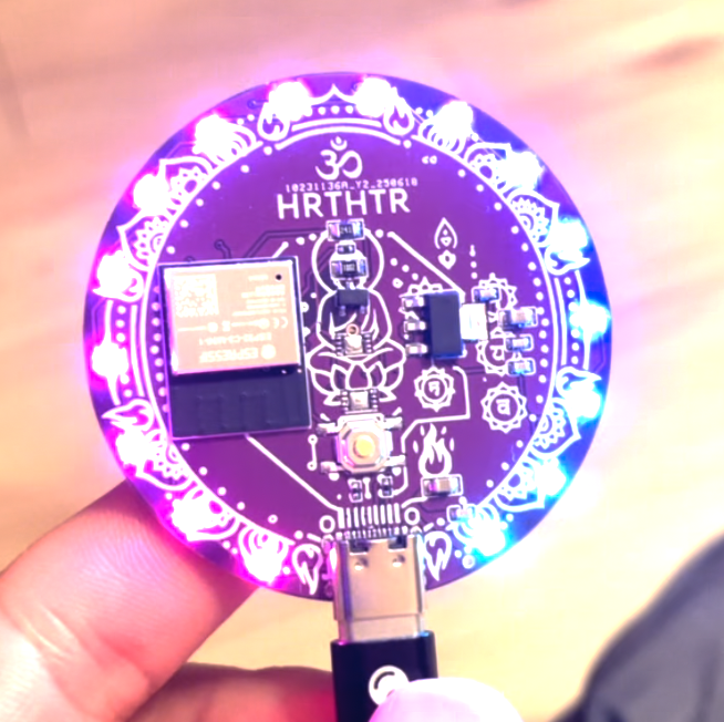 Heater Spiral PCB illuminated during test